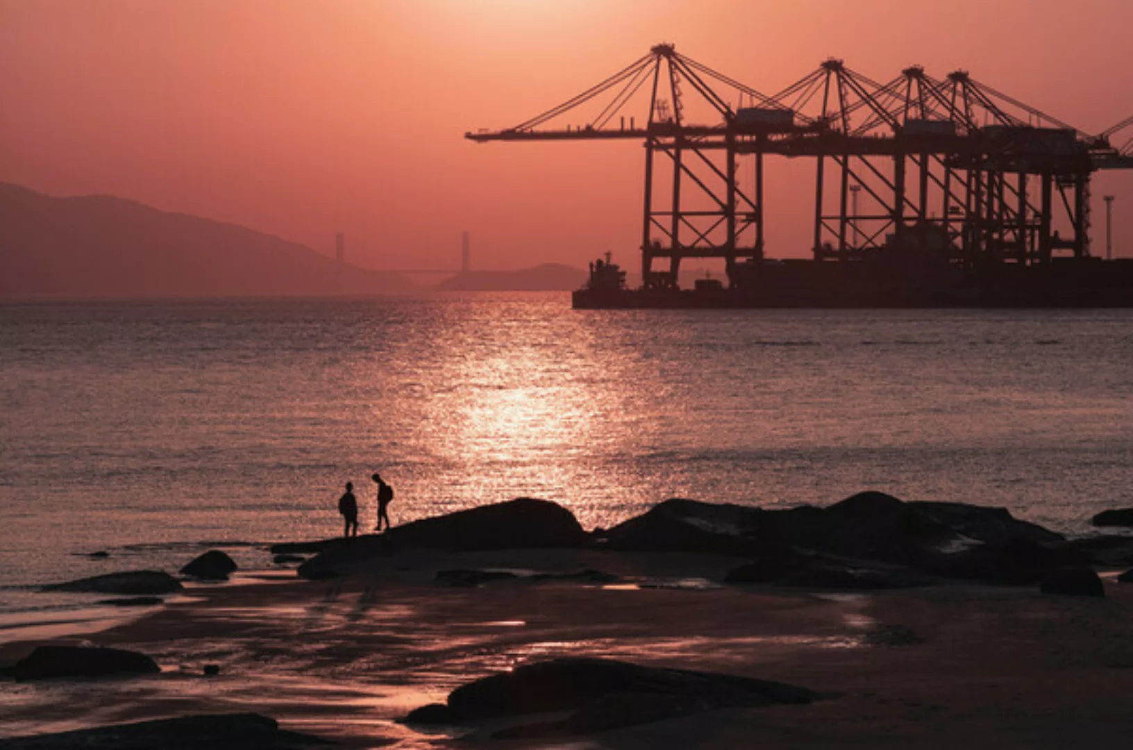 Poster / Leinwandbild - Sunset In Xiamen günstig online kaufen