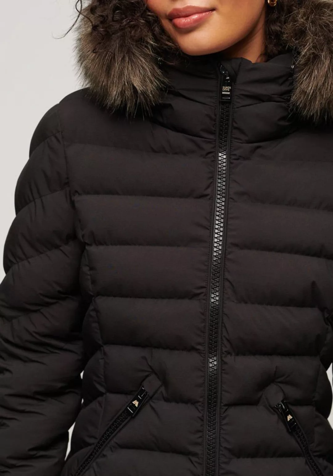 Superdry Steppjacke "FUJI FAUX FUR HOOD MID LENGTH", mit Kapuze günstig online kaufen