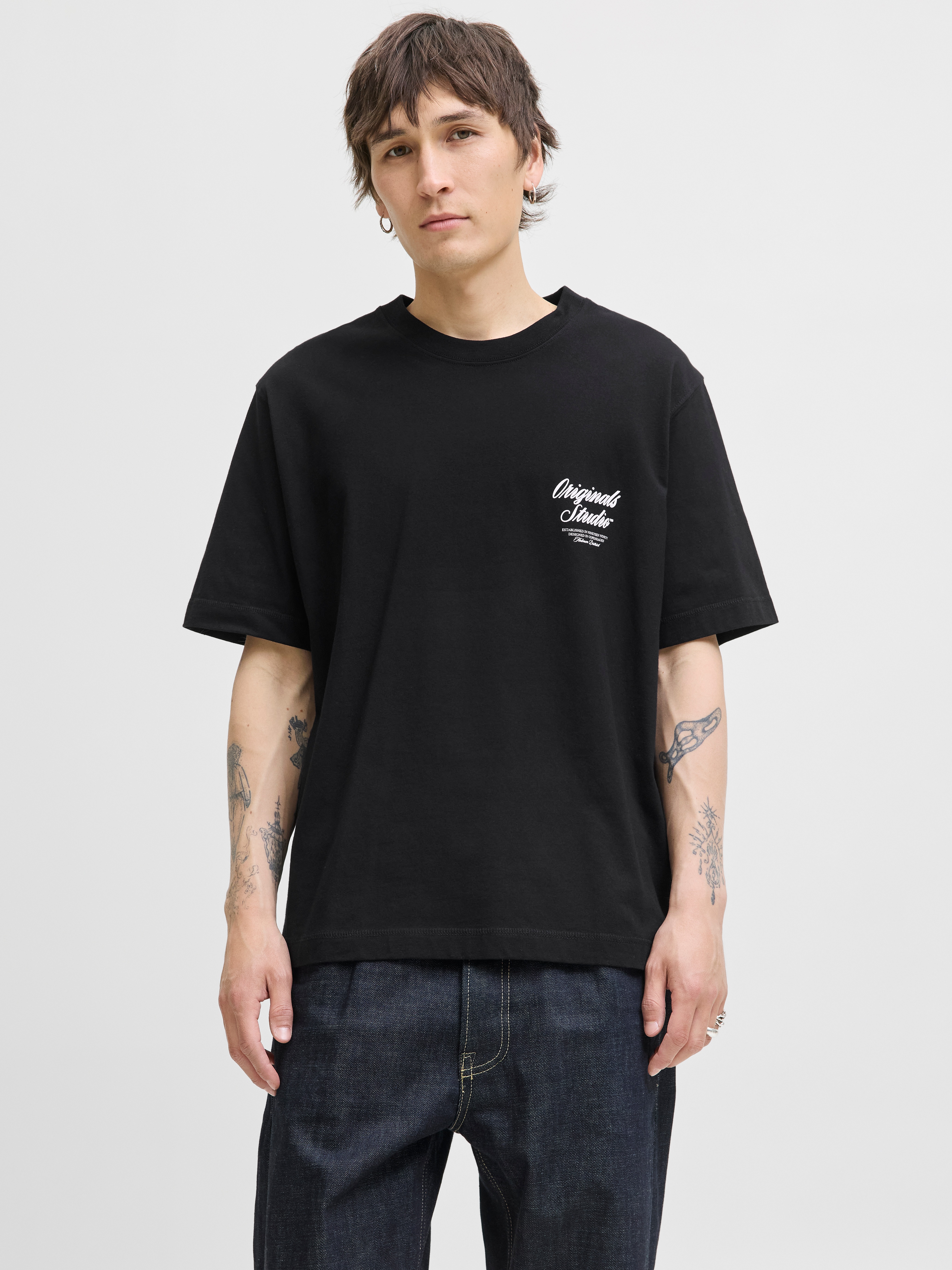 Jack & Jones Herren Rundhals T-Shirt JORNORREBRO TYPO TEE SS CREW NECK - Re günstig online kaufen