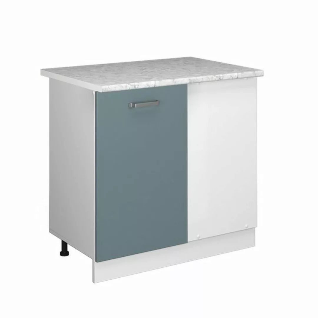 Vicco Schranksystem R-Line, Blau-Grau/Weiß, 86 cm mit Tür, mit Arbeitsplatt günstig online kaufen