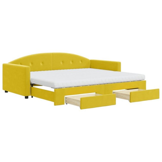 vidaXL Bett Tagesbett Ausziehbar mit Schubladen Gelb 90x200 cm Samt günstig online kaufen