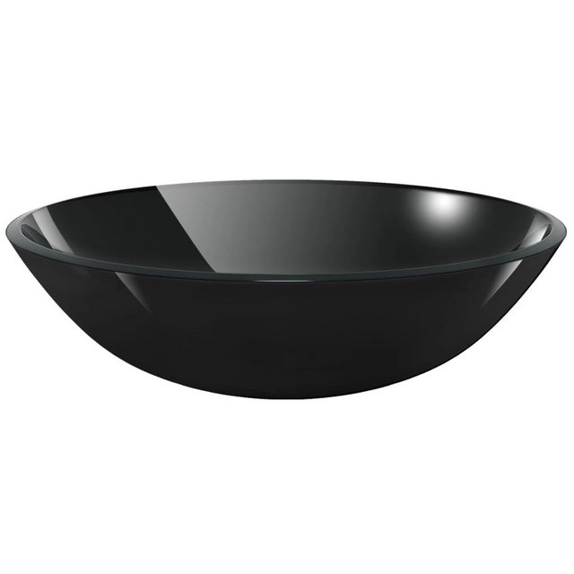 vidaXL Waschbeckenschrank Waschbecken Hartglas 42 cm schwarz günstig online kaufen