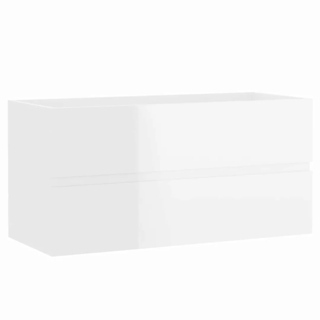 Waschbeckenunterschrank Hochglanz-weiß 90x38,5x45 Cm Spanplatte günstig online kaufen