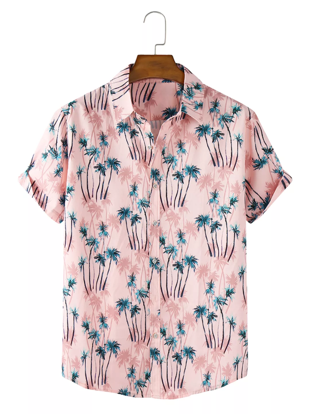 Mens Coconut Tree Print Urlaub Casual Light Kurzarmhemden günstig online kaufen