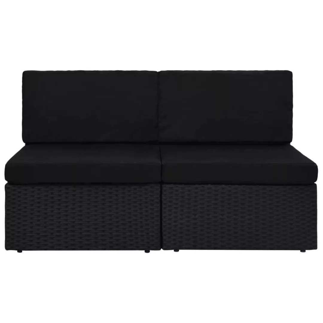 Modulares 2-sitzer-sofa Poly Rattan Schwarz günstig online kaufen