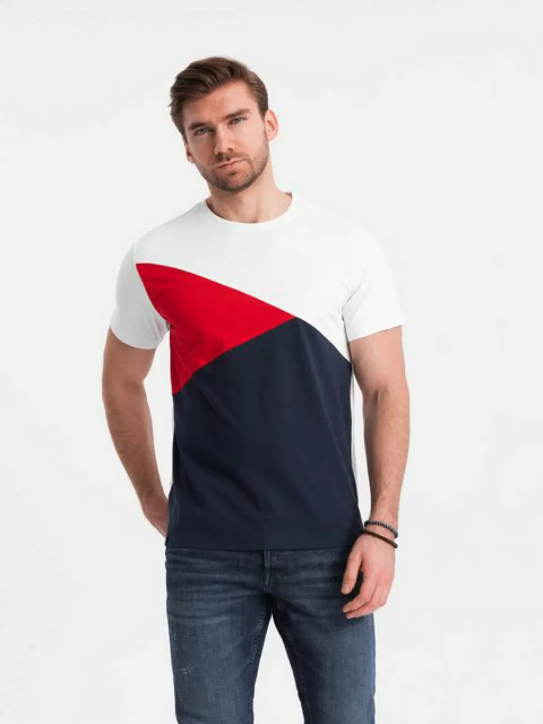 OMBRE T-Shirt Dreifarbiges Baumwoll-T-Shirt für Männer günstig online kaufen