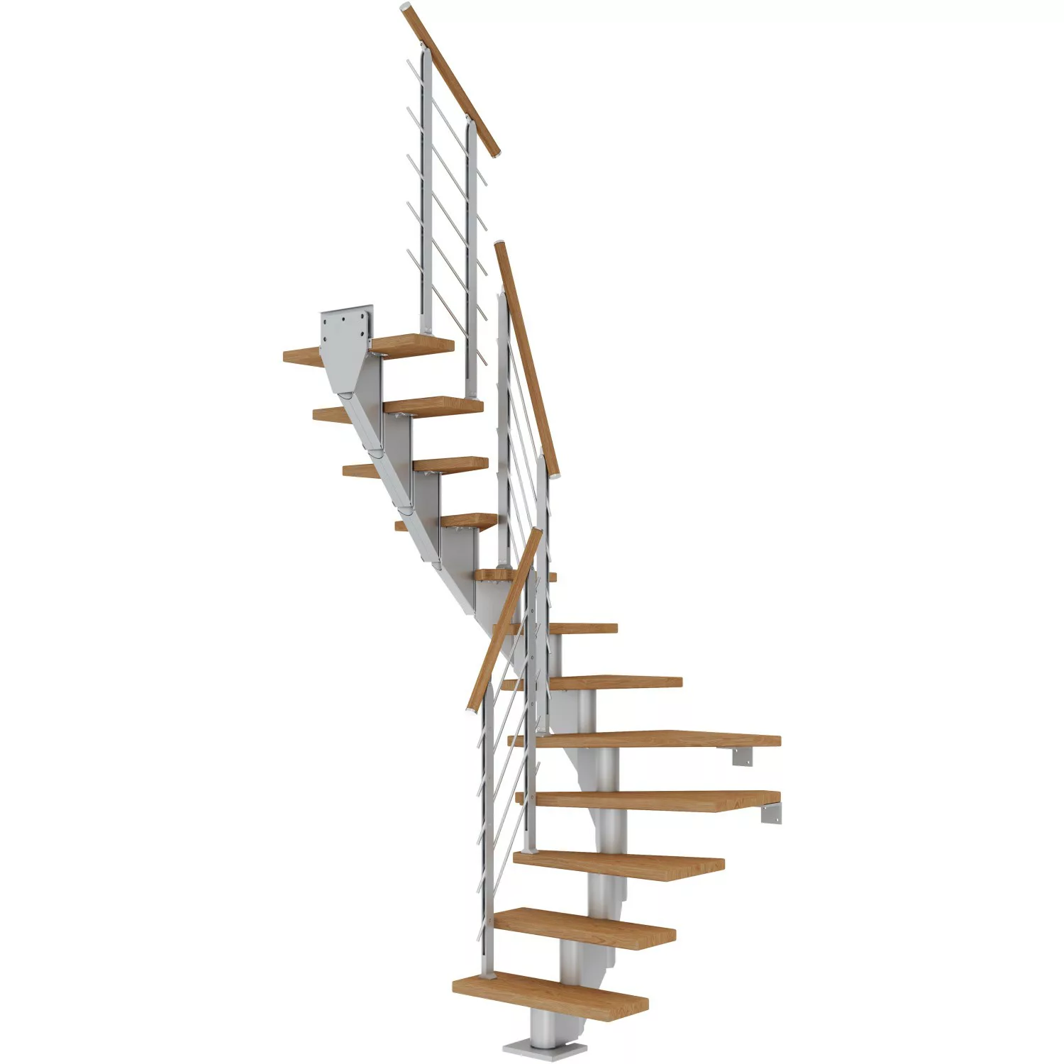 Dolle Mittelholmtreppe Frankfurt Eiche Perlgrau GH bis 301 cm 1/2 - gew. 65 günstig online kaufen