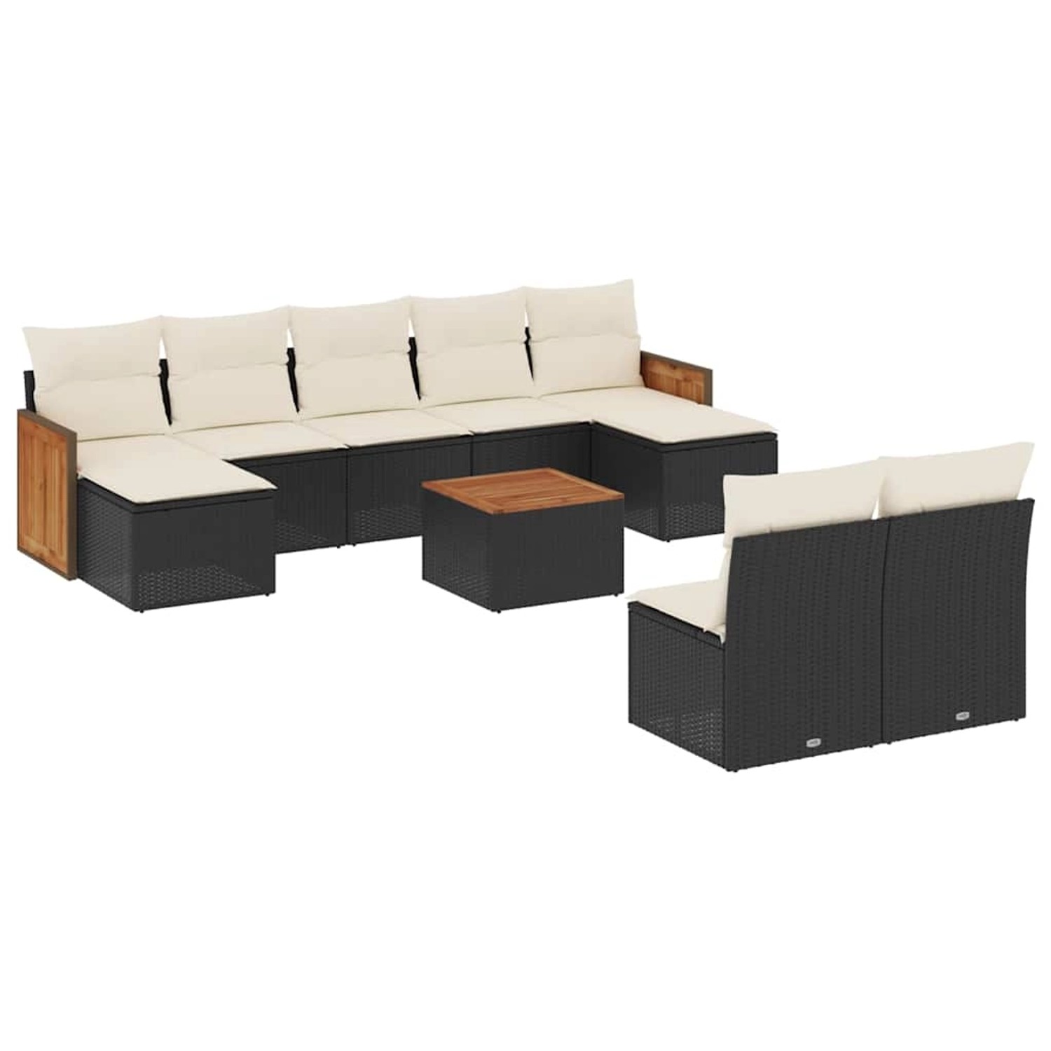 vidaXL 10-Tlg Garten-Sofagarnitur mit Kissen Schwarz Poly Rattan 3260460 günstig online kaufen