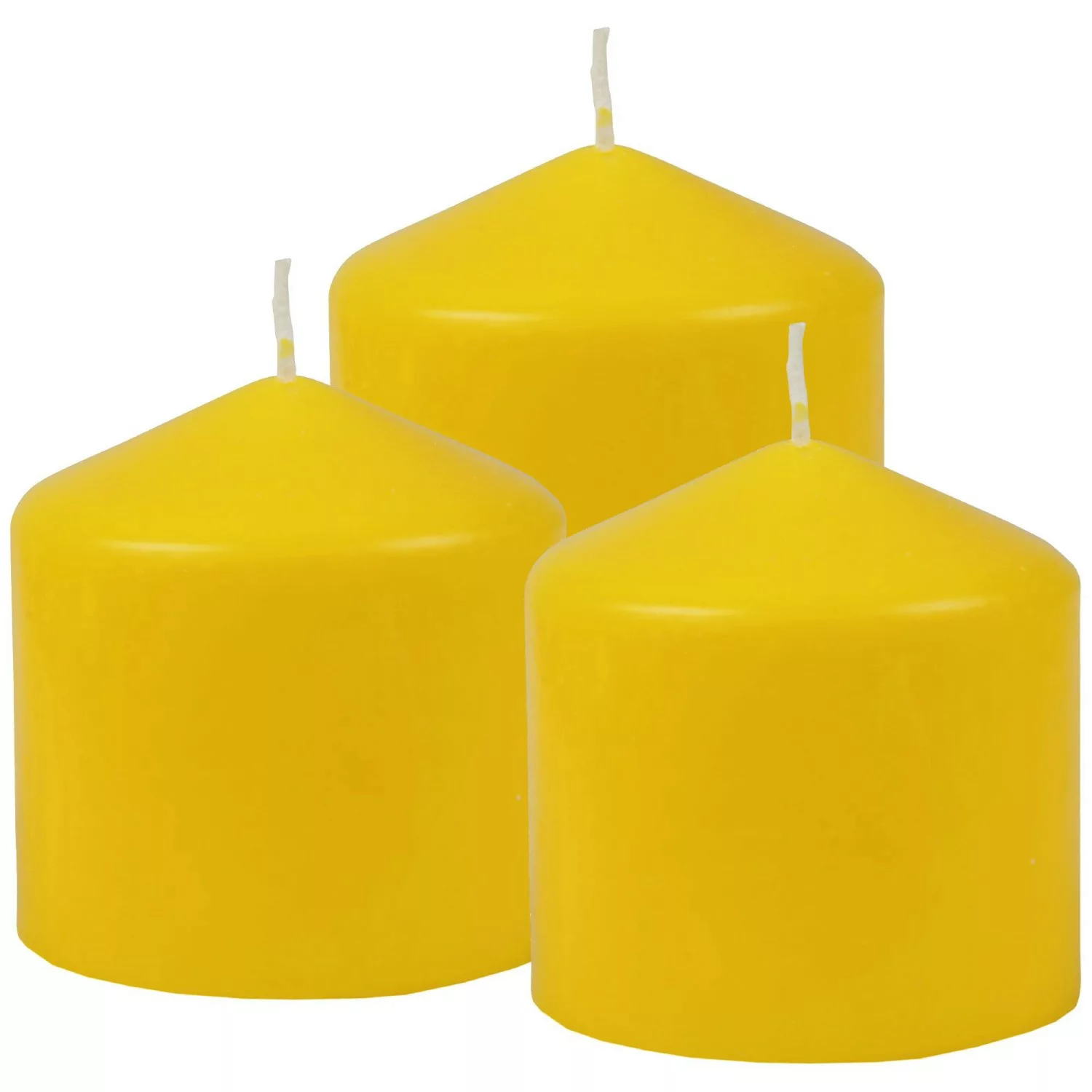 HS Candle Stumpenkerzen Ø8cm 3er Pack Gelb Gold günstig online kaufen