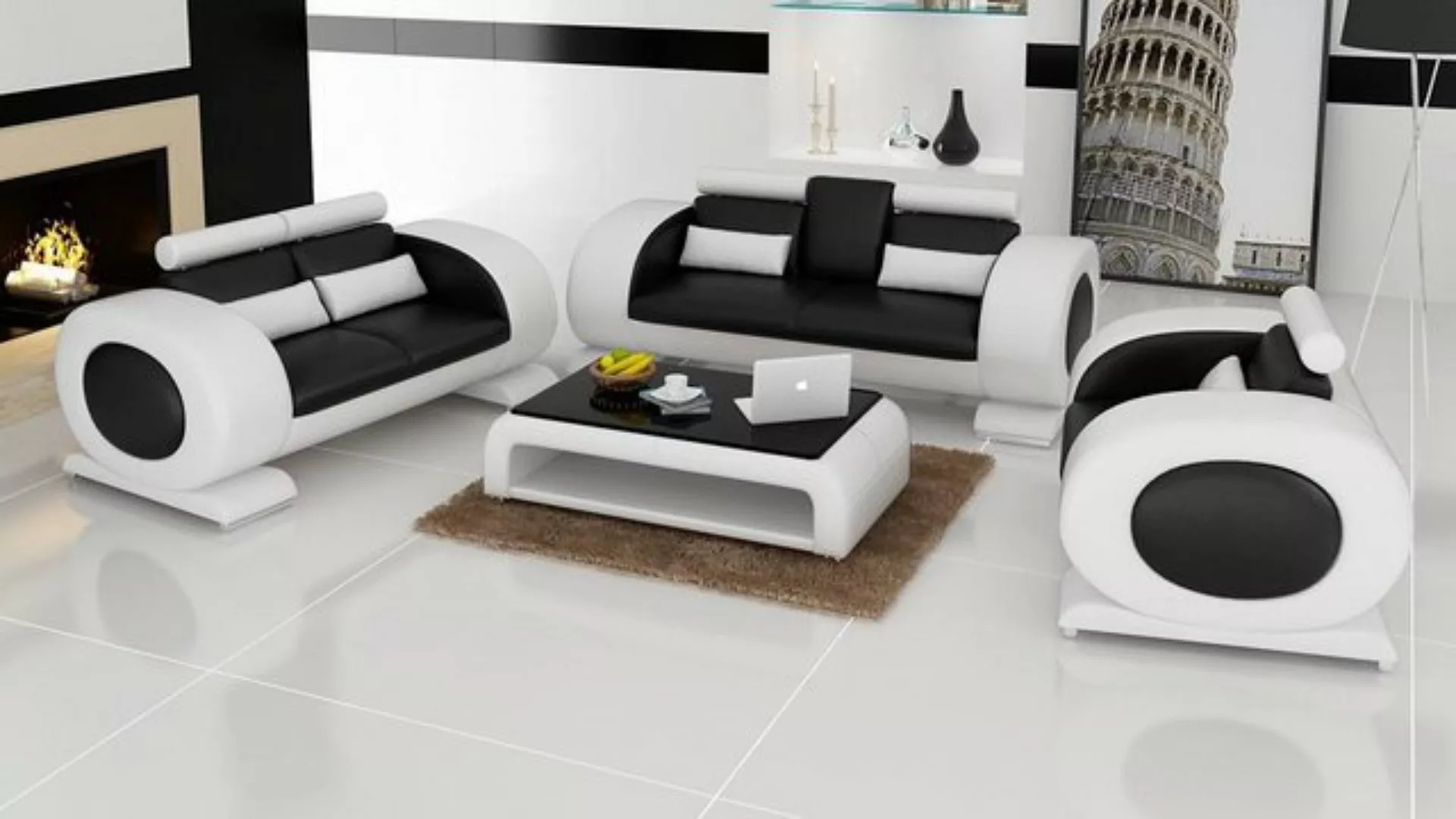 JVmoebel Sofa Sofagarnitur Garnituren Set Design Sofas Polster Couchen Lede günstig online kaufen