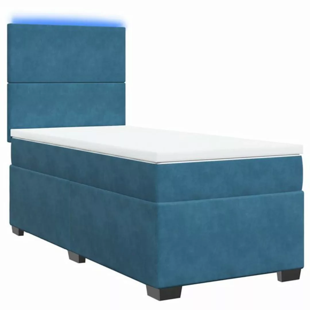 vidaXL Bett Boxspringbett mit Matratze Blau 80x200 cm Samt günstig online kaufen