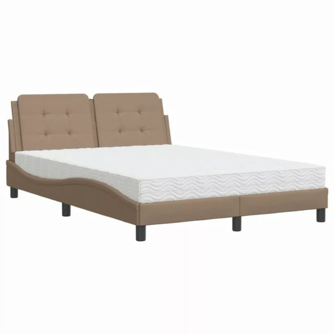 vidaXL Bettgestell, Bett mit Matratze Cappuccino-Braun 140x190 cm Kunstlede günstig online kaufen