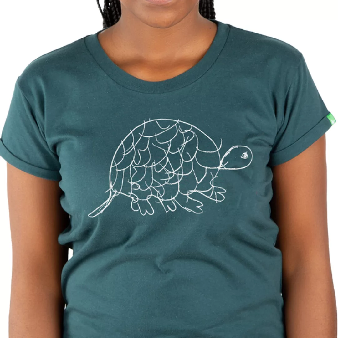 Damen T-shirt Aus Bio-baumwolle „Tortoise" Dunkelgrün günstig online kaufen