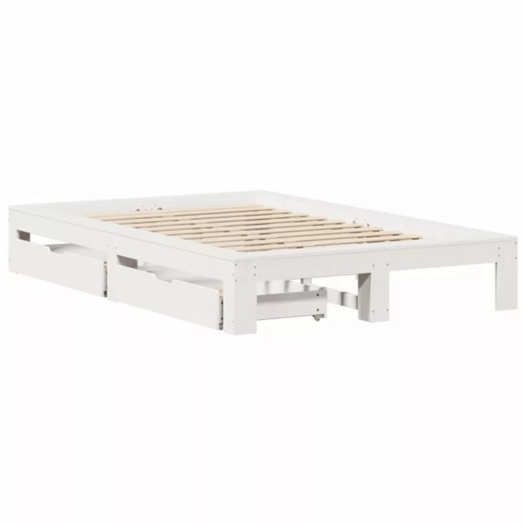 vidaXL Bett, Massivholzbett ohne Matratze Weiß 120x190 cm Kiefernholz günstig online kaufen