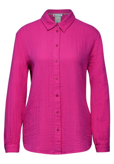 STREET ONE Blusenshirt Muslin oversized shirtcollar b, magnolia pink günstig online kaufen