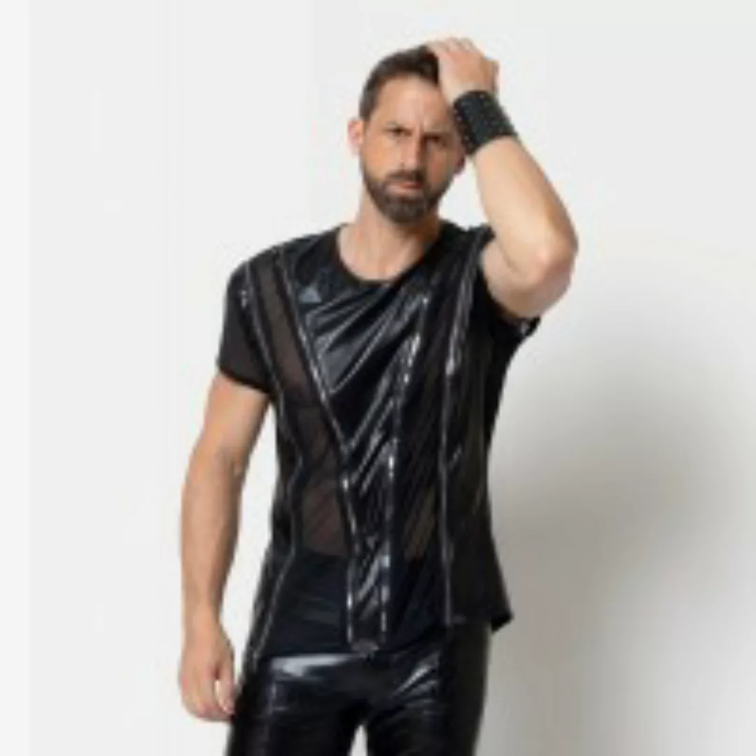 Wetlook-Shirt mit Reißverschlussakzent günstig online kaufen