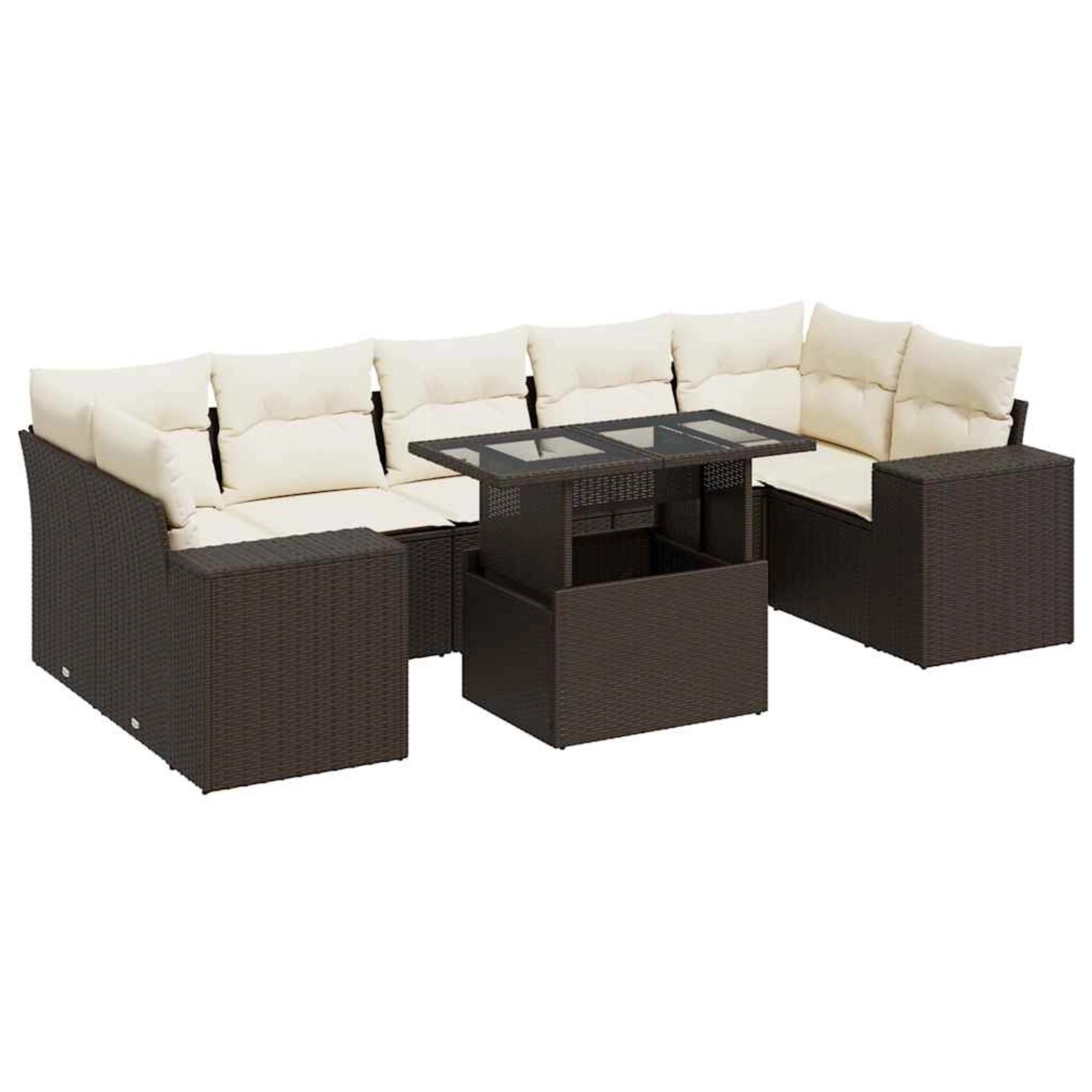 vidaXL 8-Tlg Garten-Sofagarnitur mit Kissen Braun Poly Rattan 3326764 günstig online kaufen