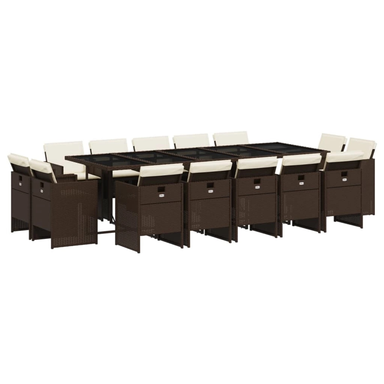vidaXL 15-Tlg Garten-Essgruppe mit Kissen Braun Poly Rattan 3277820 günstig online kaufen