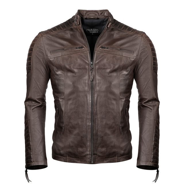 PAULGOS Lederjacke Herren Jacke Übergangsjacke Biker Look 100% Echtleder D1 günstig online kaufen