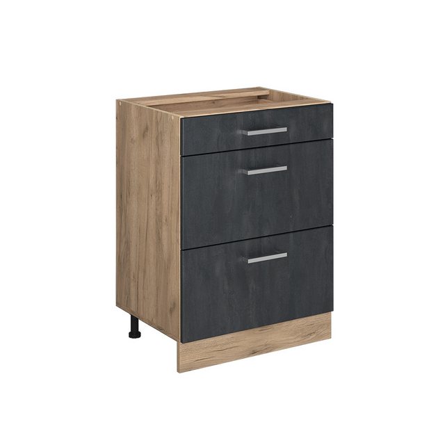 Vicco Unterschrank R-Line, Schwarz Beton/Goldkraft Eiche, 60 cm AP Anthrazi günstig online kaufen