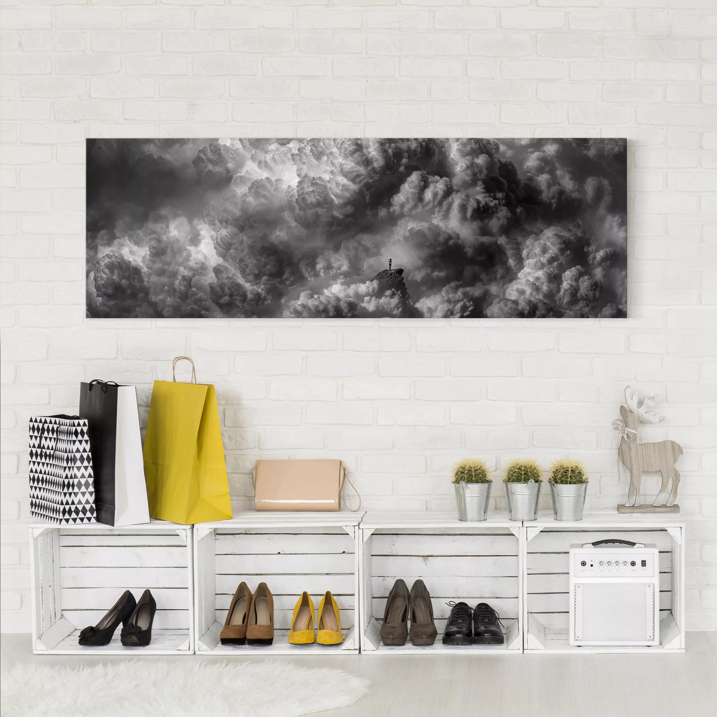 Leinwandbild Schwarz-Weiß - Panorama Ein Sturm zieht auf günstig online kaufen