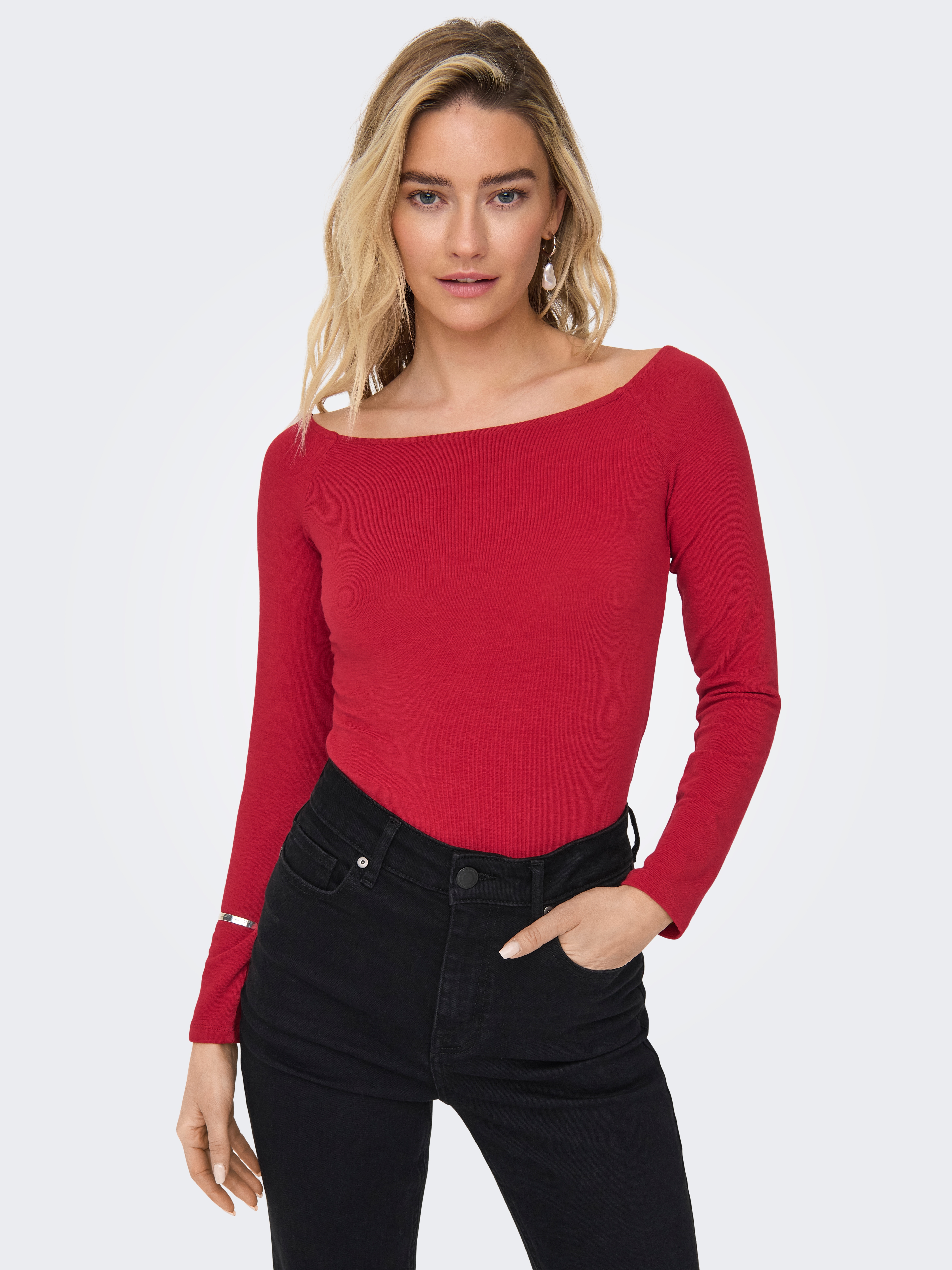 ONLY Langarmshirt "ONLGLAMOUR L/S BOAT NECK TOP BOX CC JRS" günstig online kaufen