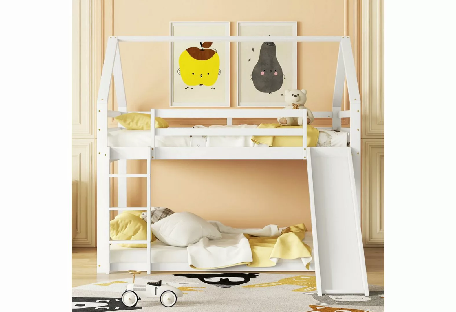 TavilaEcon Etagenbett Kinderbett Hausbett Doppelbett mit Rutsche und Leiter günstig online kaufen