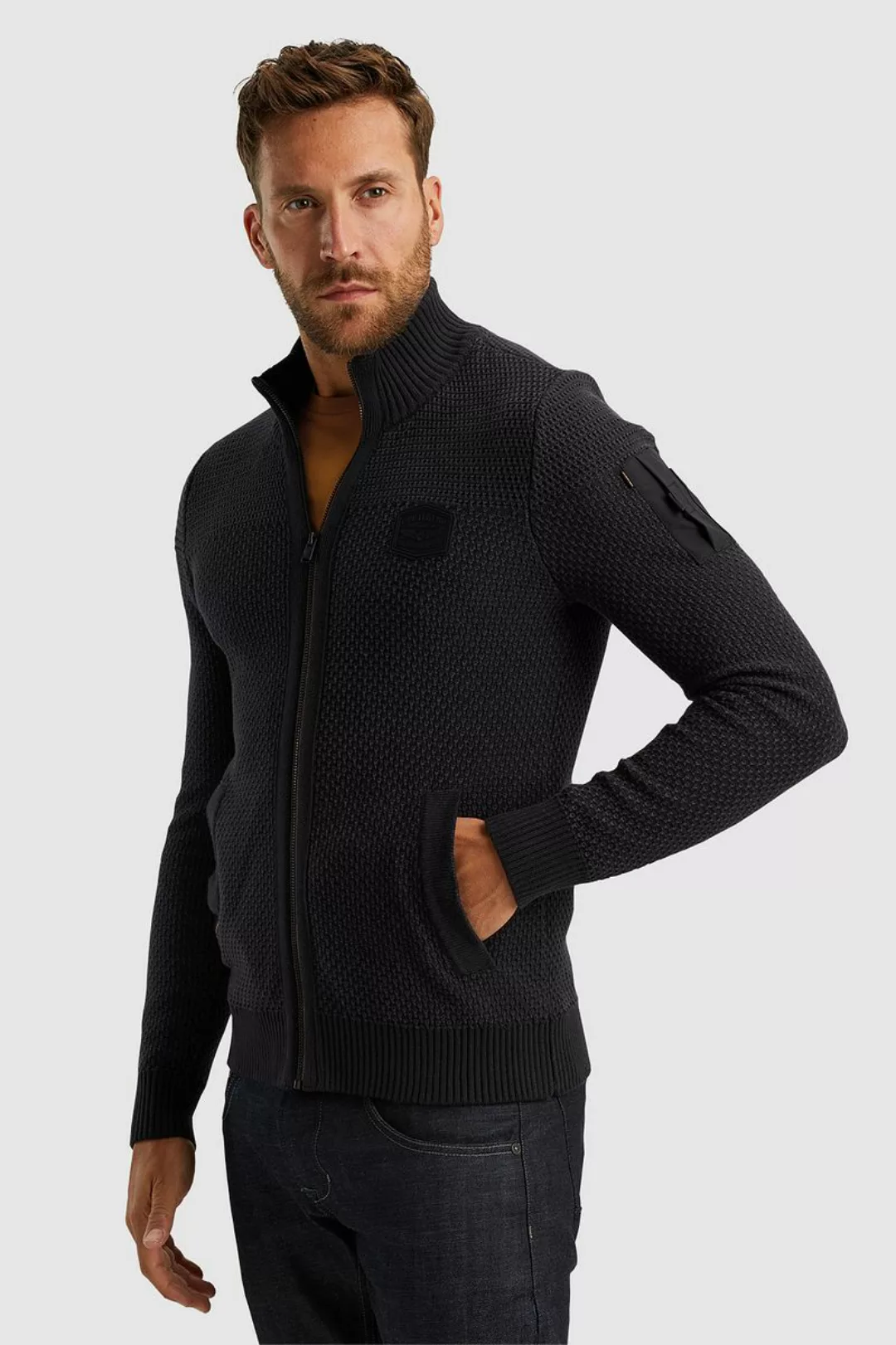 PME Legend Strickjacke Knitted Structure Schwarz - Größe L günstig online kaufen