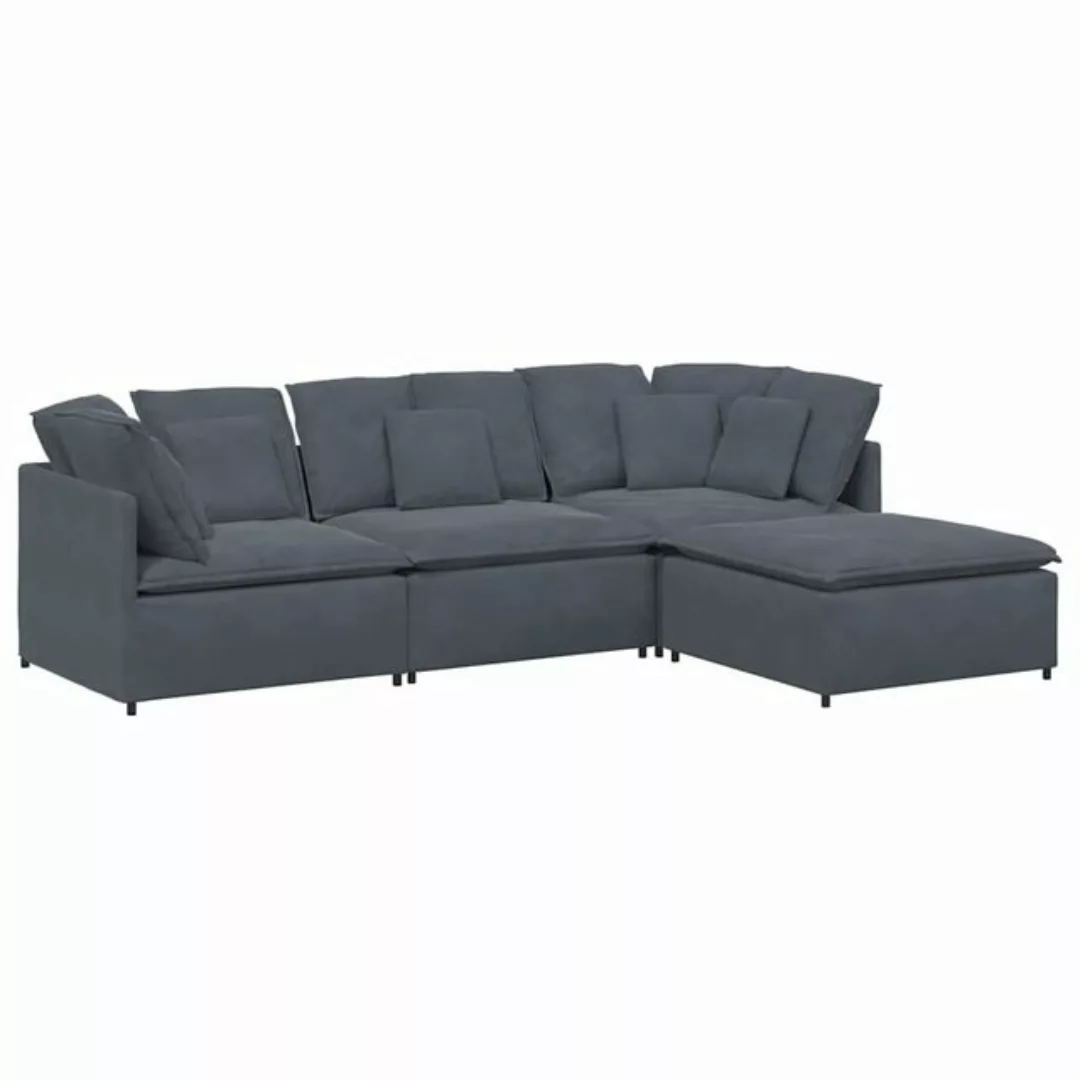 vidaXL Sofa Modulares Sofa mit Fußhocker Kissen Samt Dunkelgrau günstig online kaufen