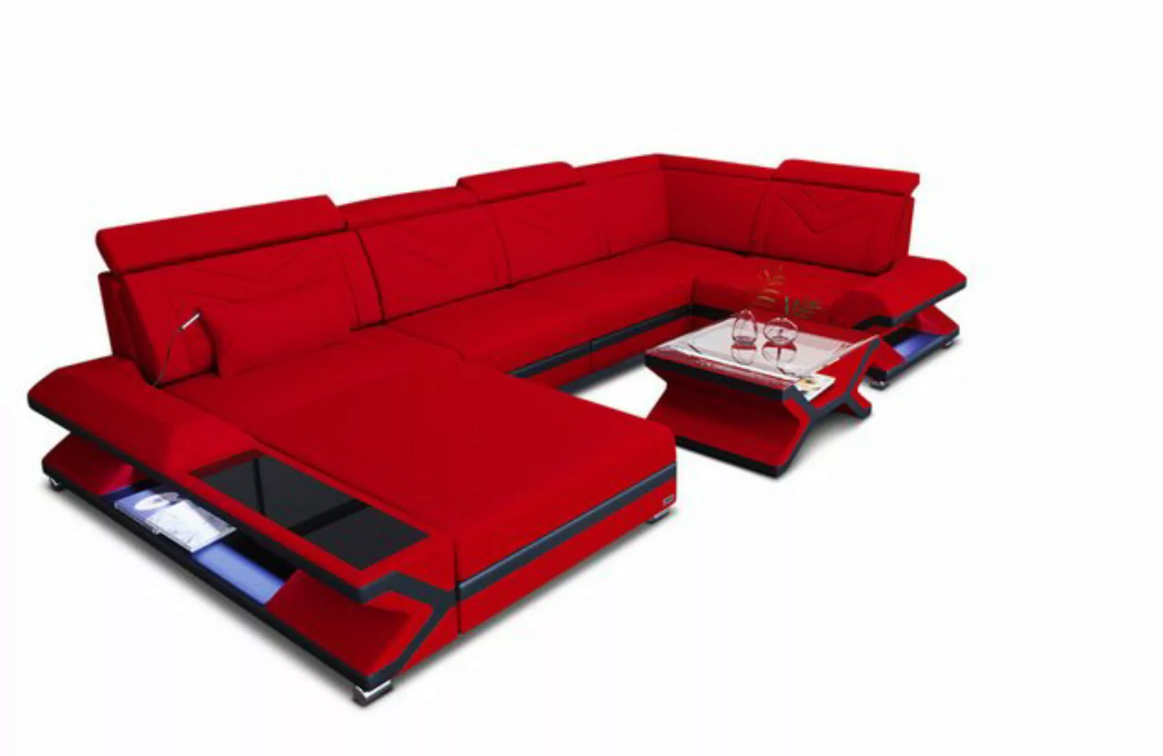 Sofa Dreams Wohnlandschaft Couch Stoff Polstersofa Napoli U Form Stoffsofa, günstig online kaufen