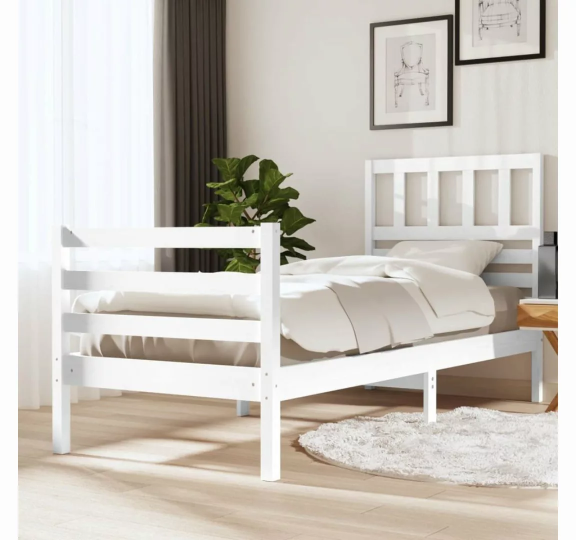 vidaXL Bett Massivholzbett Weiß 90x200 cm günstig online kaufen