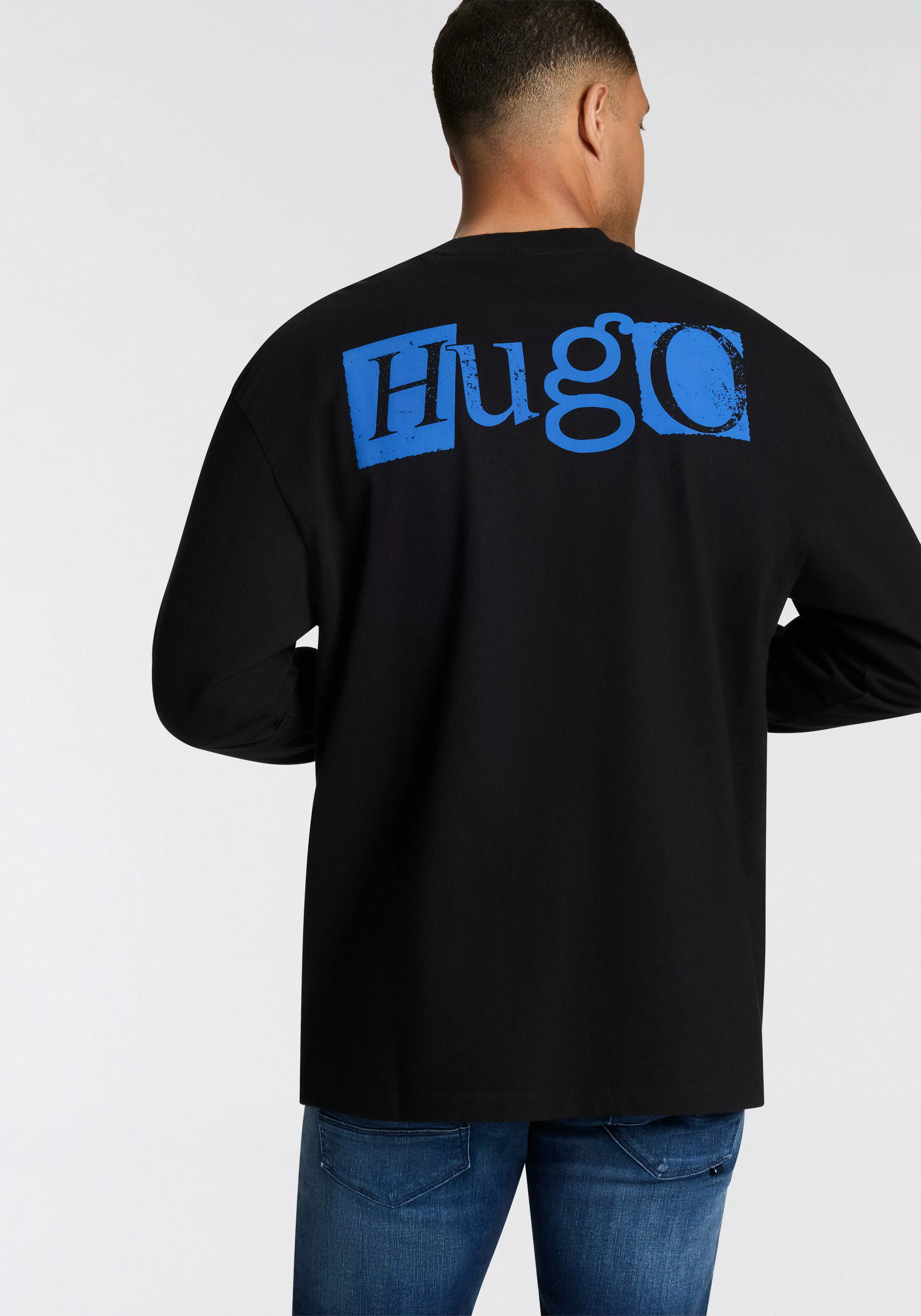HUGO Blue Langarmshirt Nilcrew mit großem günstig online kaufen