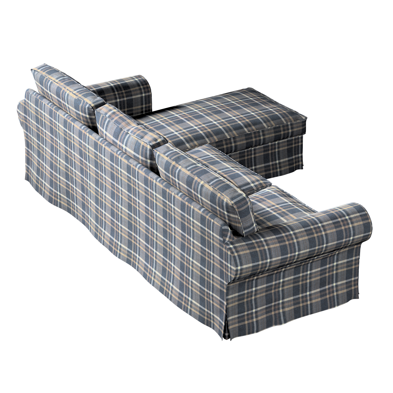 Bezug für Ektorp 2-Sitzer Sofa mit Recamiere, braun- blau, Ektorp 2-Sitzer günstig online kaufen