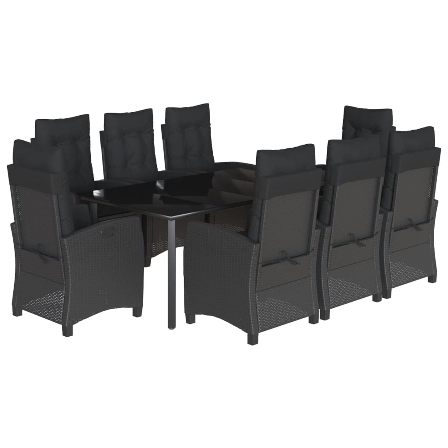 vidaXL 9-Tlg Garten-Essgruppe mit Kissen Schwarz Poly Rattan 3212761 günstig online kaufen