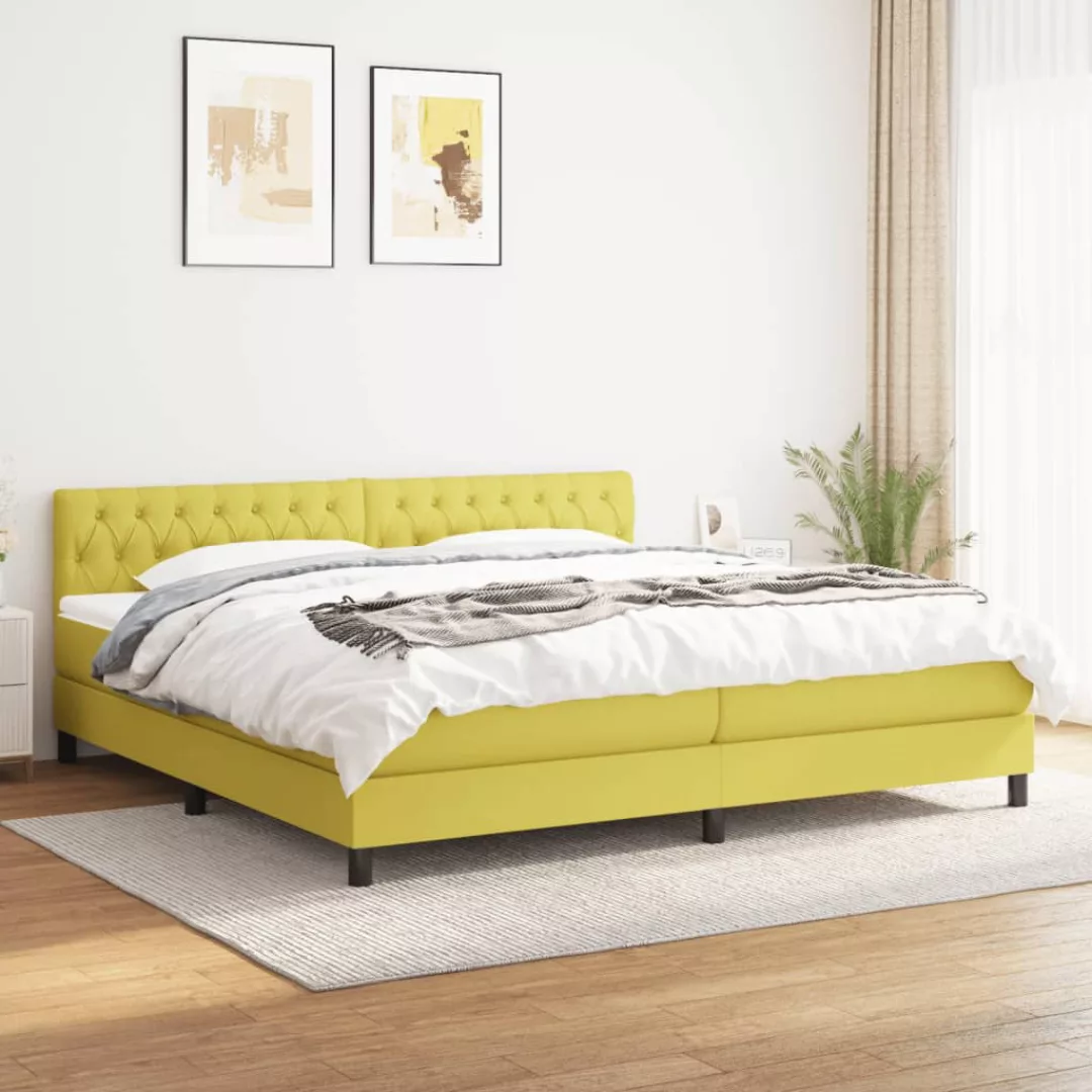 Vidaxl Boxspringbett Mit Matratze Grün 200x200 Cm Stoff günstig online kaufen