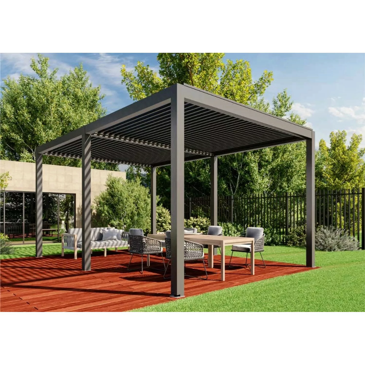 Huun Pergola Mezzo in Anthrazit 600 x 400 cm günstig online kaufen