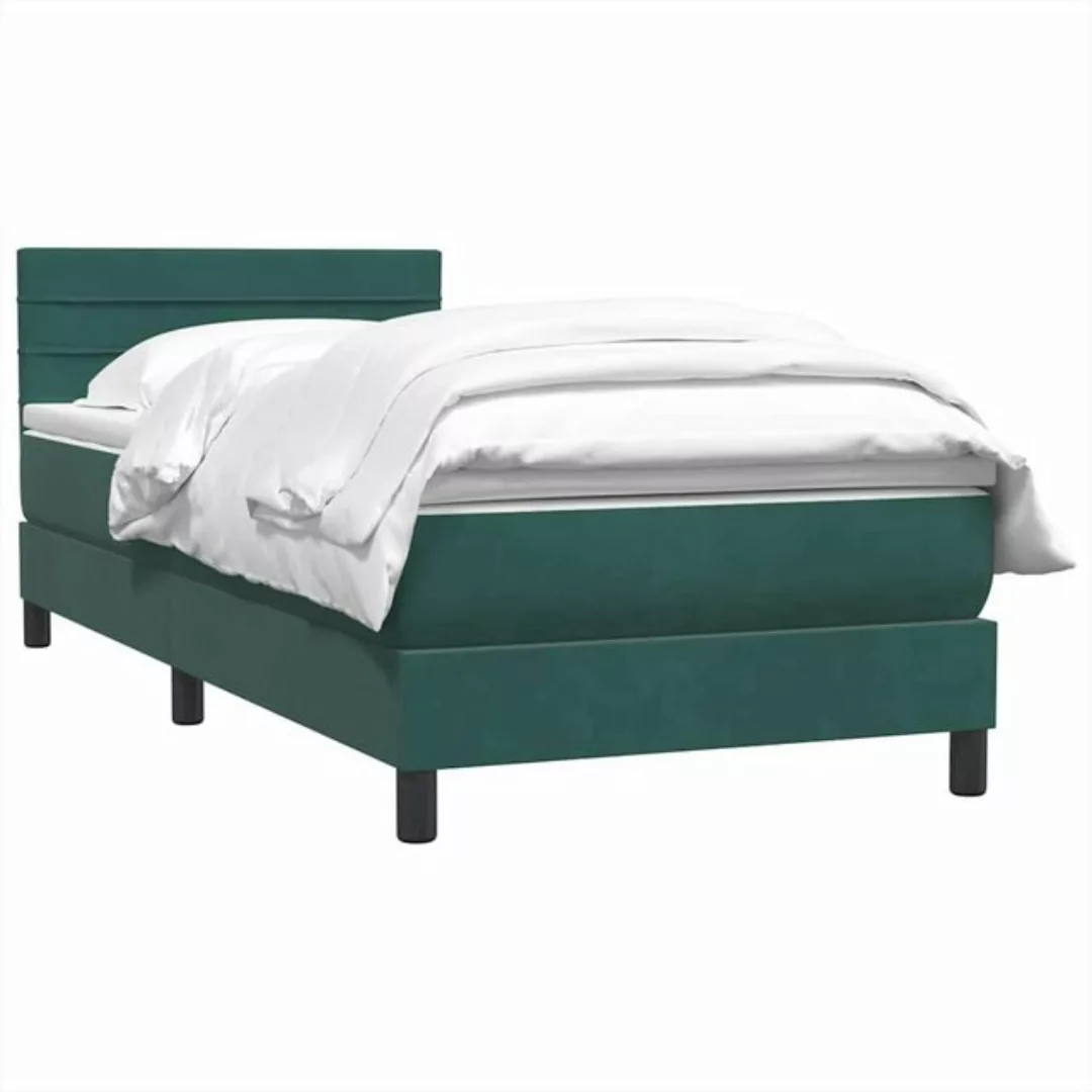 vidaXL Bett Boxspringbett mit Matratze Dunkelgrün 100x220 cm Samt günstig online kaufen