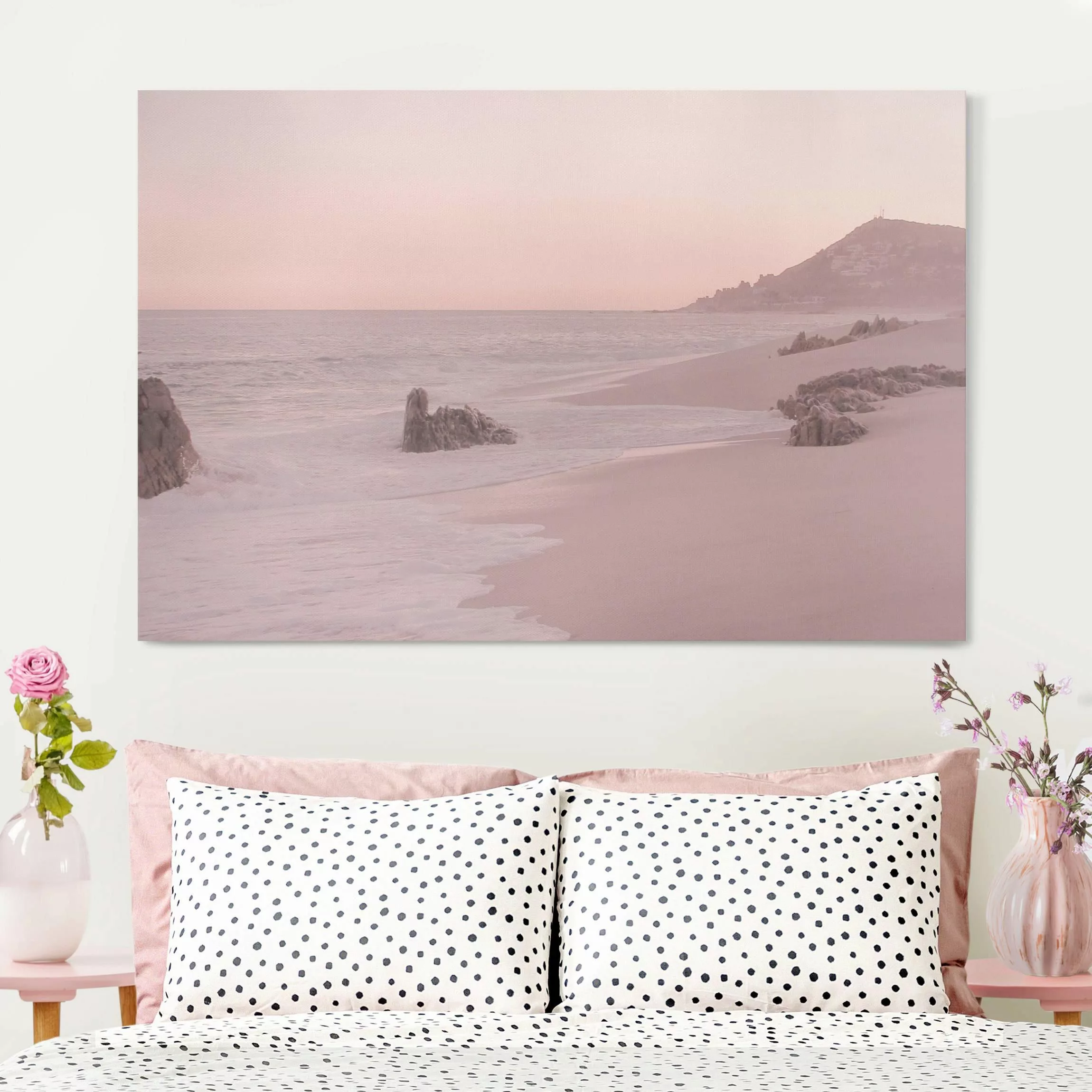 Leinwandbild Roségoldener Strand günstig online kaufen