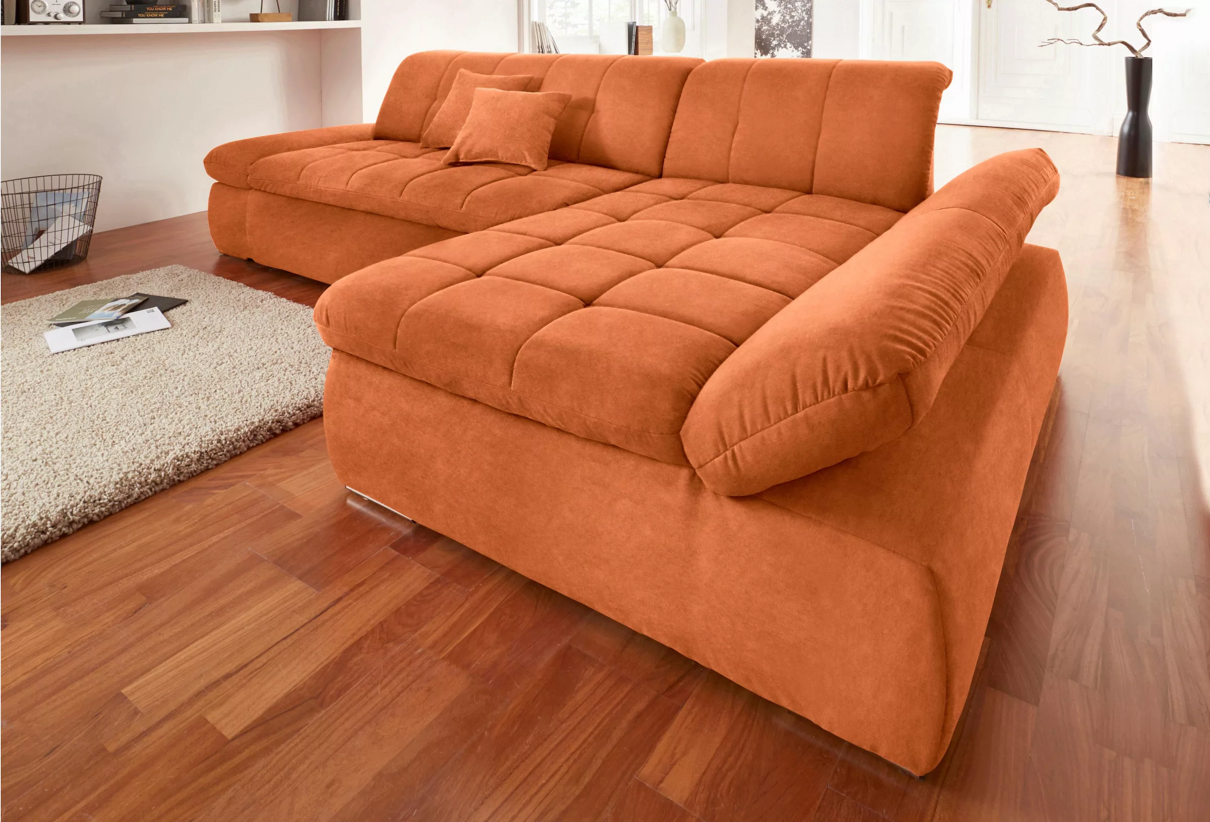 DOMO collection Ecksofa "NMoric incl. Zierkissen B/T/H: 273/216/80 cm L-For günstig online kaufen