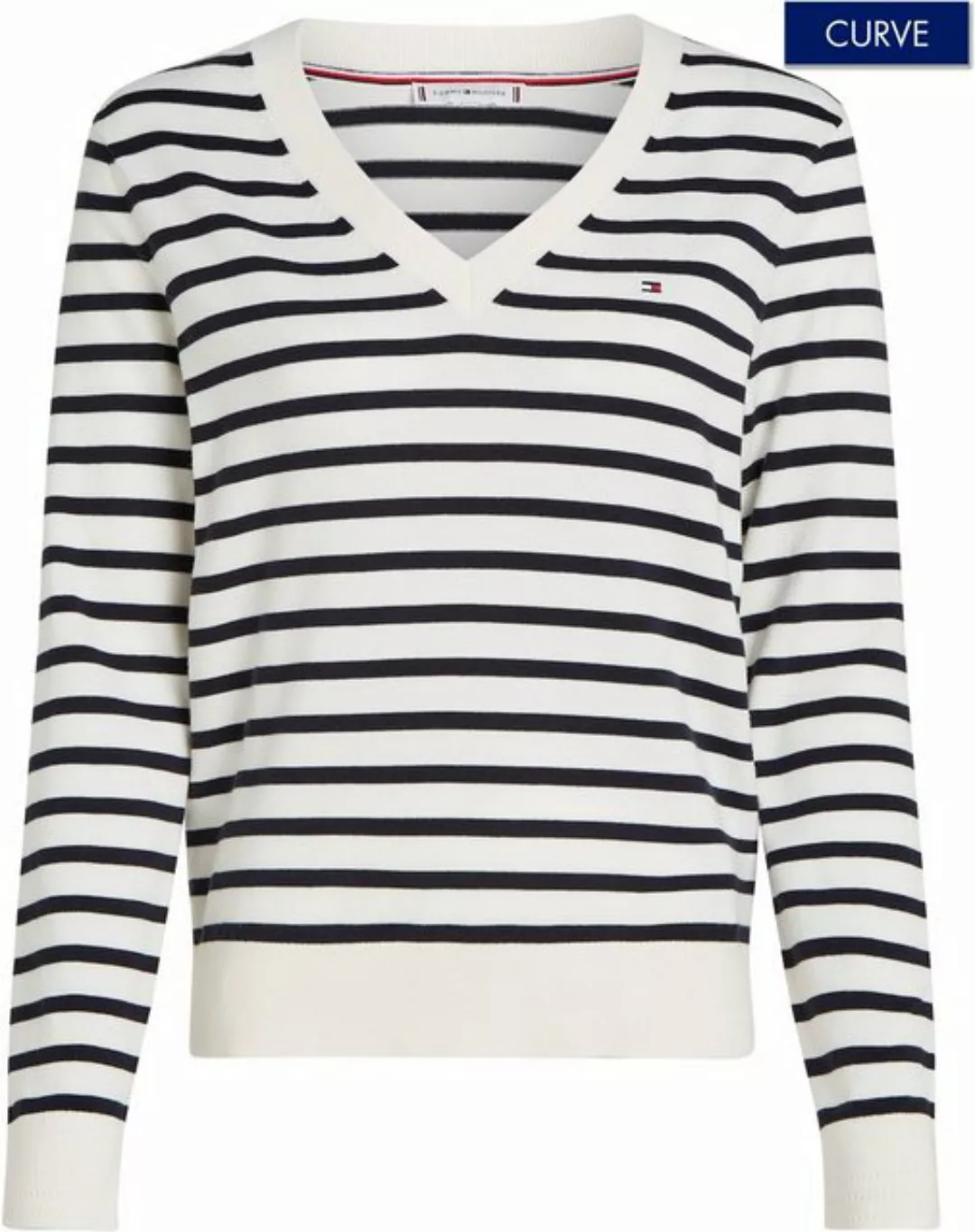 Tommy Hilfiger Curve V-Ausschnitt-Pullover CRV CO JERSEY STITCH V-NK SWEATR günstig online kaufen