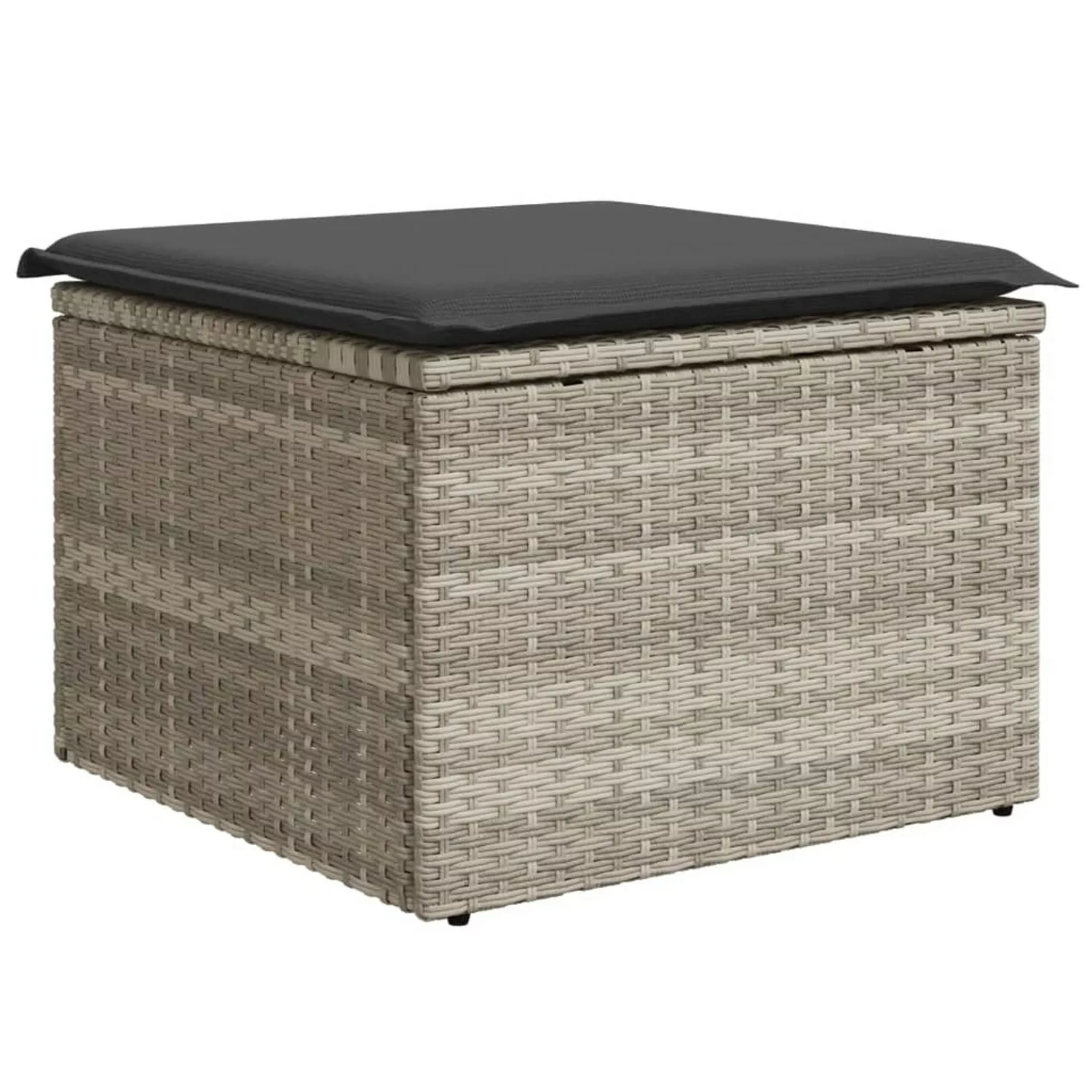 VidaXL Gartenhocker mit Kissen Hellgrau 55x55x37 cm Poly Rattan 3 günstig online kaufen