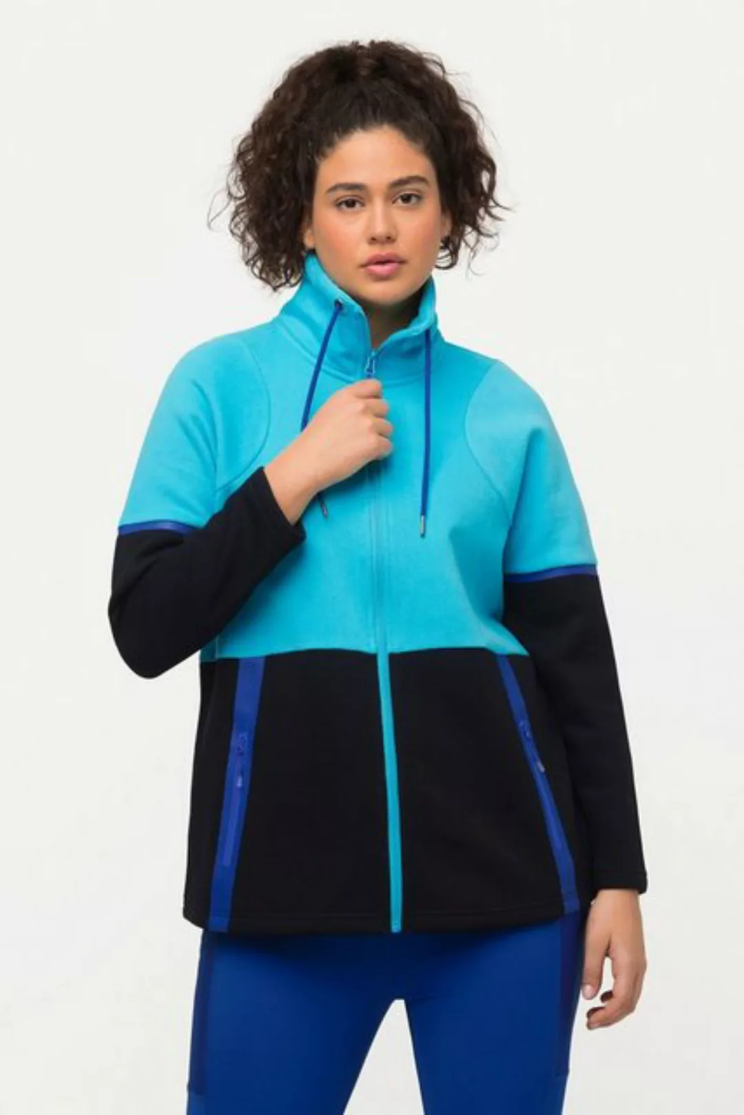 Ulla Popken Sweatjacke Sweatjacke zweifarbig Stehkragen günstig online kaufen