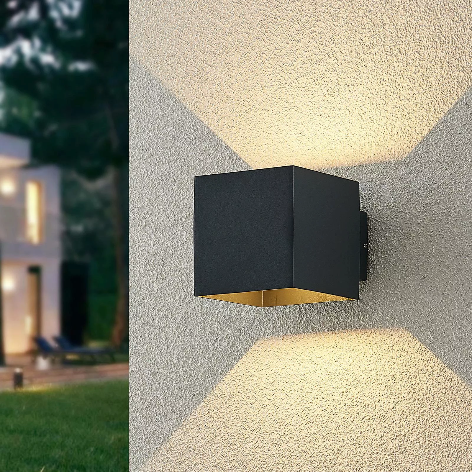 Lindby LED-Außenwandleuchte Esani, anthrazit, Aluminium günstig online kaufen