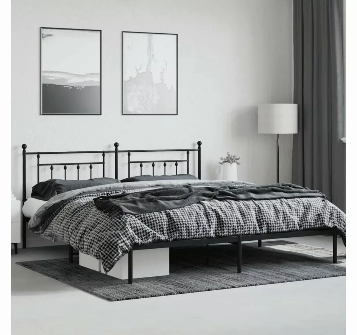 furnicato Bettgestell mit Kopfteil Metall Schwarz 193x203 cm (1-tlg) günstig online kaufen