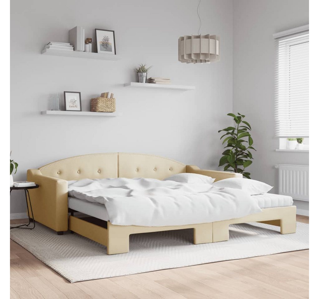 vidaXL Gästebett Gästebett Tagesbett Ausziehbar mit Matratzen Creme 100x200 günstig online kaufen