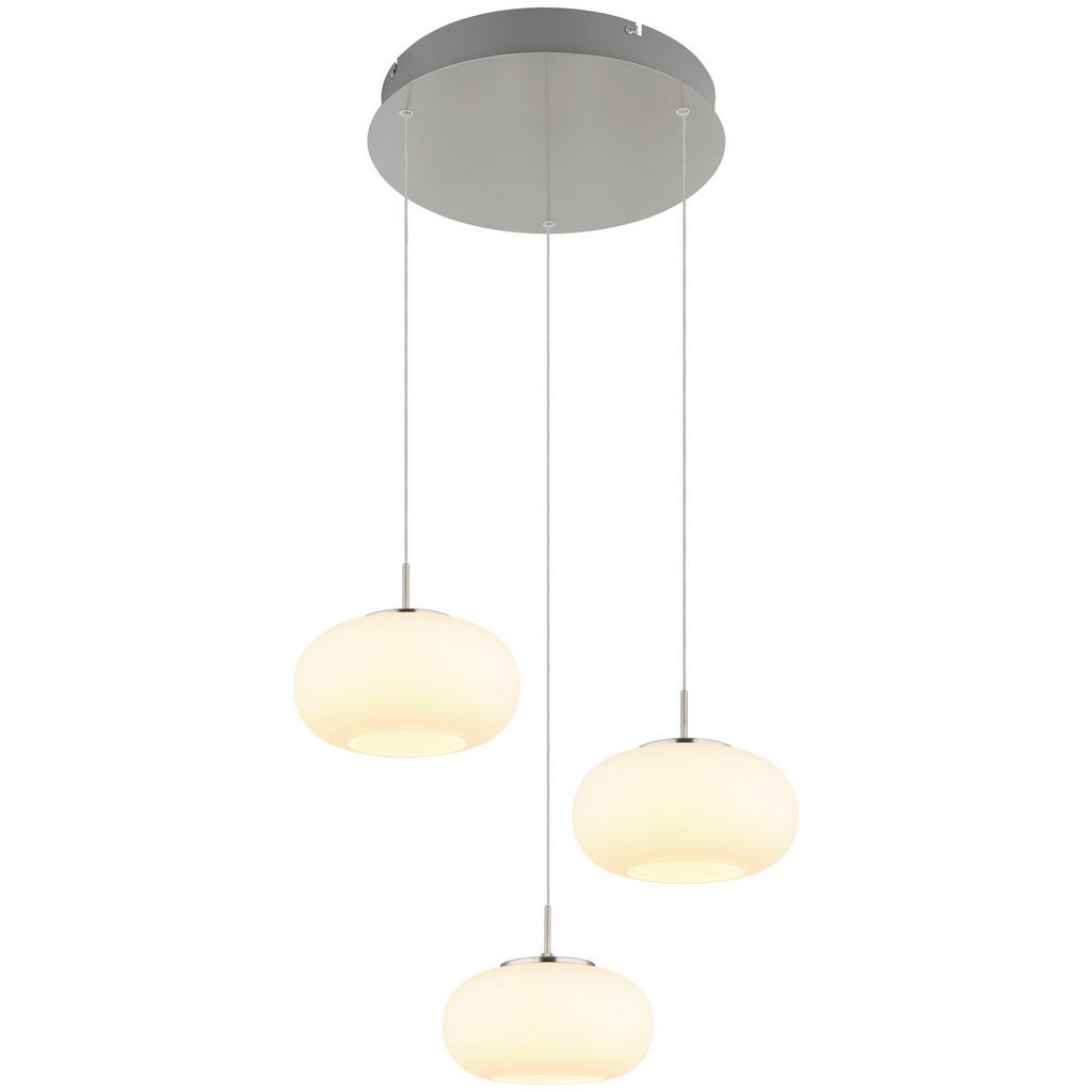 GLOBO LED-Pendelleuchte nickel matt transparent Opal Glas Metall H/D: ca. 1 günstig online kaufen