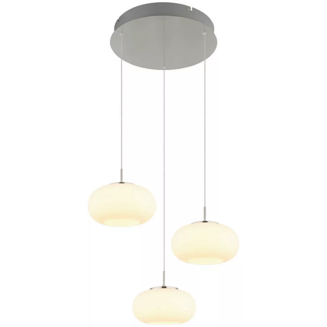 GLOBO LED-Pendelleuchte nickel matt transparent Opal Glas Metall H/D: ca. 1 günstig online kaufen