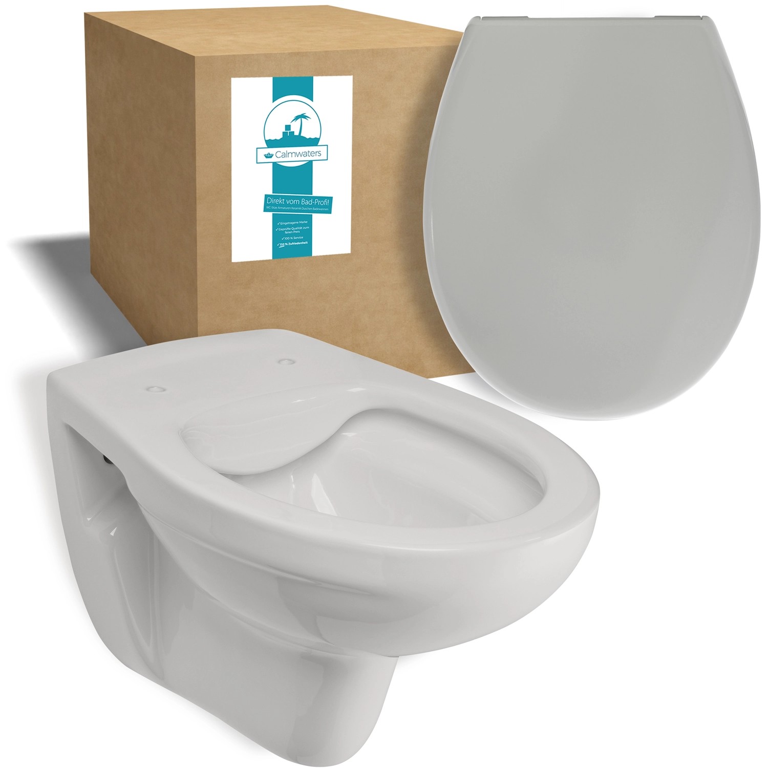 Calmwaters Wand-WC Manhattan-Grau Spülrandlos Set WC-Sitz Absenkautomatik 9 günstig online kaufen