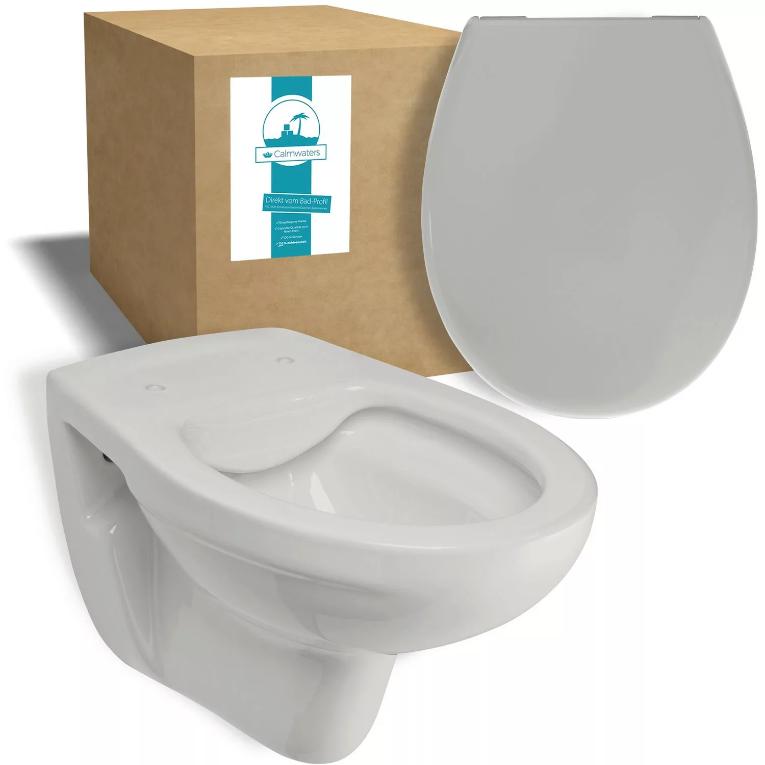 Calmwaters Wand-WC Manhattan-Grau Spülrandlos Set WC-Sitz Absenkautomatik 9 günstig online kaufen