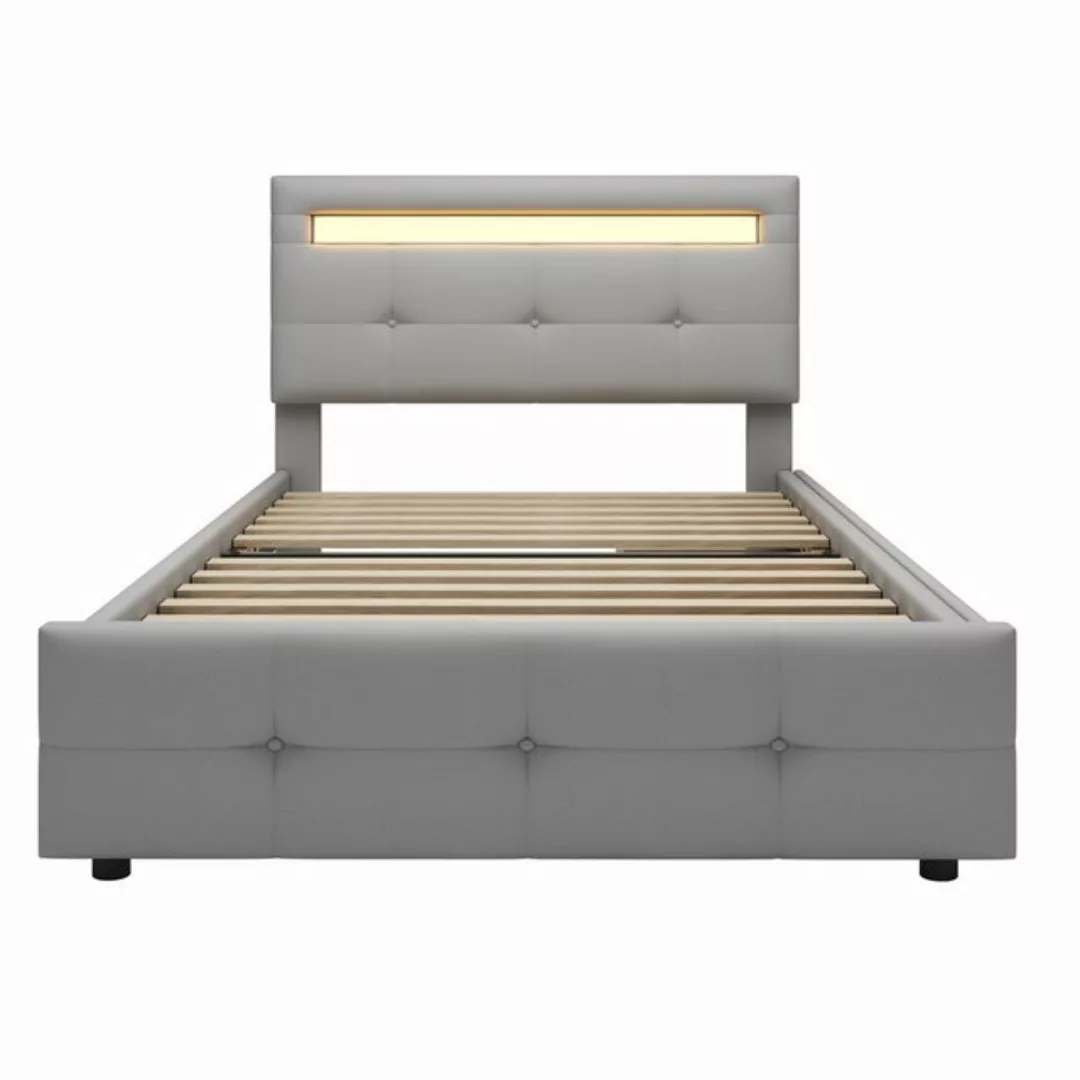 MODFU Bett Polsterbett Kinderbett Jugendbett Gästebett (mit LED-Leuchten, 2 günstig online kaufen